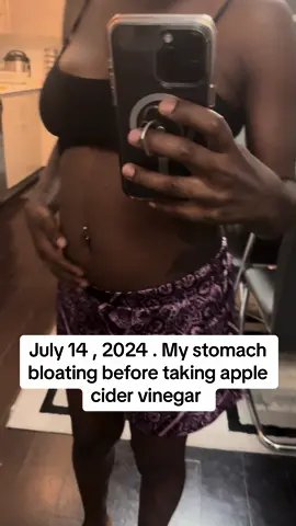 My stomach bloating journey . Ive been taking apple cider vinegar everyday . You guys can see the difference and im not done yet , the bottle is halfway . Im loving the progress 😍 #applecidervinegar#stomachbloating#weightlost#appleciderchallenge#fyp#viral 