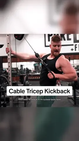 Tricep Cable kickbacks - now of course this is similar to a regular single arm extension (literally the same). However the main focus is to extend your shoulder/arm as far back behind your torso and maintain that the entire time - as we are trying to target/shorten the long head of the triceps since its function is to not only extend the elbow joint but also the shoulder. You can adjust the pulley height higher or lower depending on which portion of the range you'd like to load. le. the higher the pulley is set up the more beginning range, the lower the pulley (inline with your hand) the more end range you will load. - 1 On 1 Coaching Available - Click the link in my Bio! - #GymTok #gymtiktok #triceps #armworkout #tricepsworkout #gymtips #FitTok 