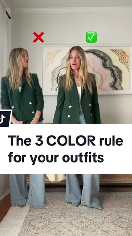The BETTER way to get dressed: the 3 color rule ✨SAVE to remember + SHARE with a friend✨ #3colorrule #stylehacks #styletips #fashiontiktok #outfitideas 