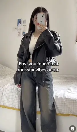 Rockstar Outfit Ideas ✨  #cropleatherjacket #blackjacket #outfitideas #rockstar #cooloutfits #fyp #fashion #outfitinspo #StreetStyle #koreanfashion #tfashion 