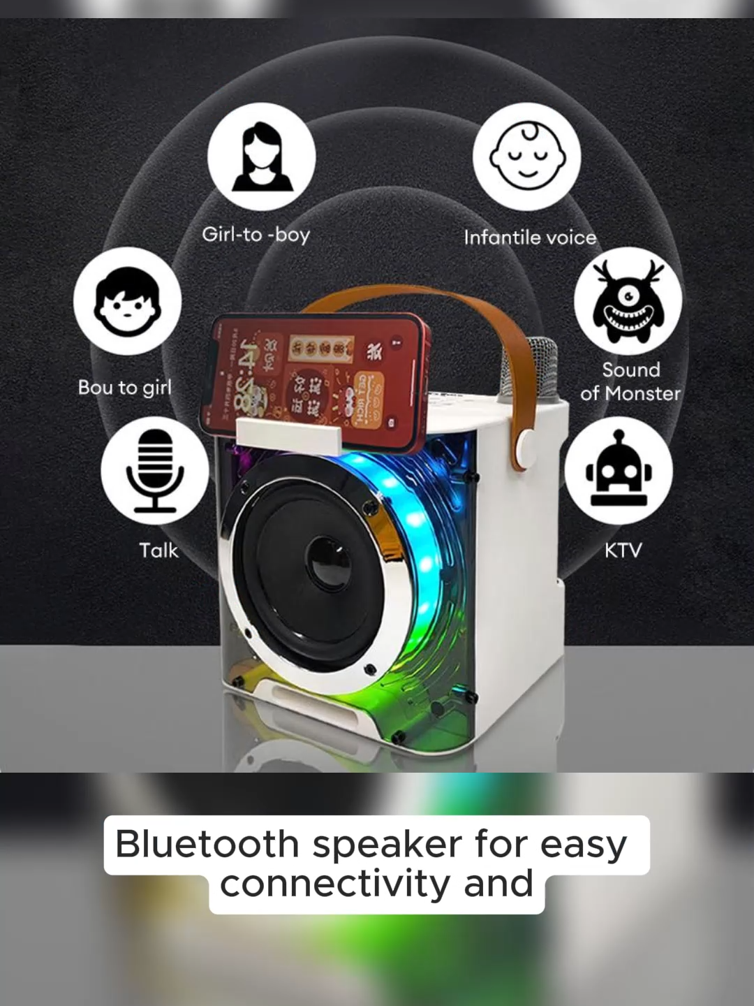 KANAZAWA Karaoke speaker Bluetooth speaker Wireless Bluetooth dual microphone 3D stereo sound effect Audio Smartphone
