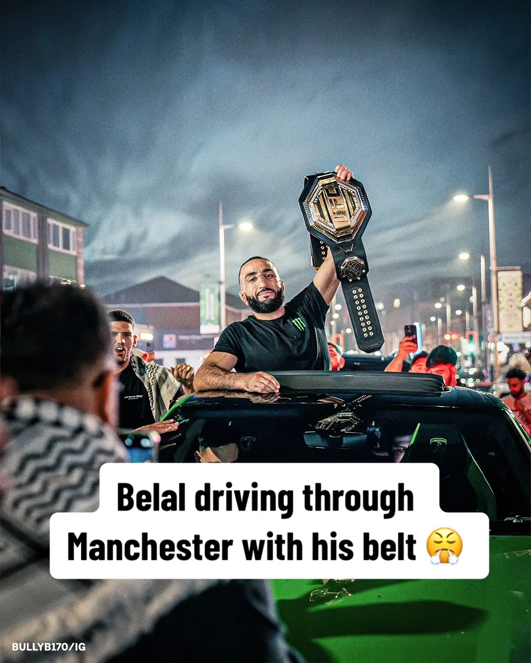 #BelalMuhammad was being mobbed by fans after winning the #UFC welterweight title 🙌 #mma #manchester #england (via bullyb170/IG)