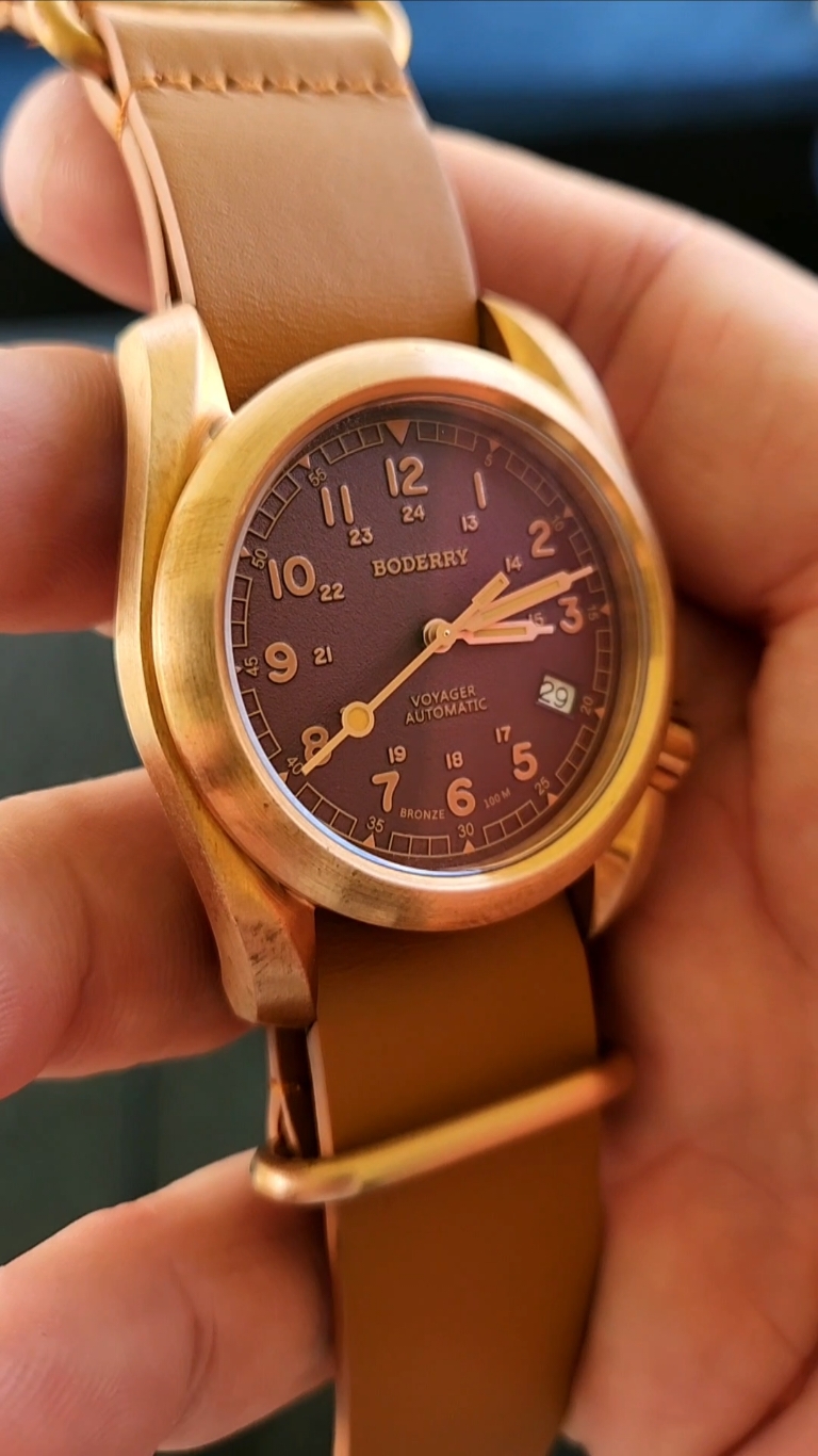Boderry Voyager Field Watch Bronze Case #watchtok #boderry #fieldwatch #watch 