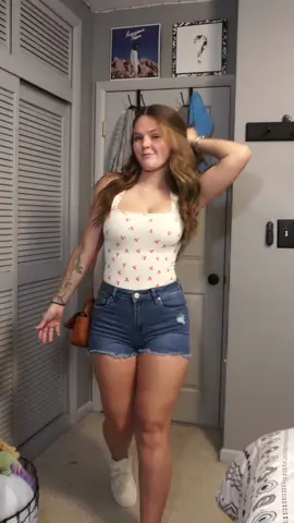 This was todays OOTD 🍒🌸| something simple, not too hot and cute! 🙃|  #oqq #oqqbodysuit #bodysuit #outfitinspo #fyp #itgirl #viralbodysuit #tiktokshop #Summer #summeroutfit #summeroutfits #summeroutfitideas #summeroutfitinspo ##fashion #everydayoutfit #simpleoutfitideas #simpleoutfit #OOTD #summerclothes 