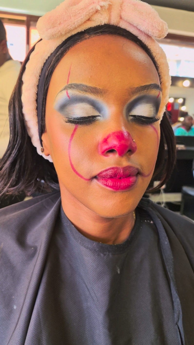 Why did the clown go to school? To brush up on his make-up skills 😂🤡🎨 Check out our talented students mastering the art of clown make-up in class💋 #beautyschool  #kenyantiktok🇰🇪  #clownmakeup  #funmakeup 