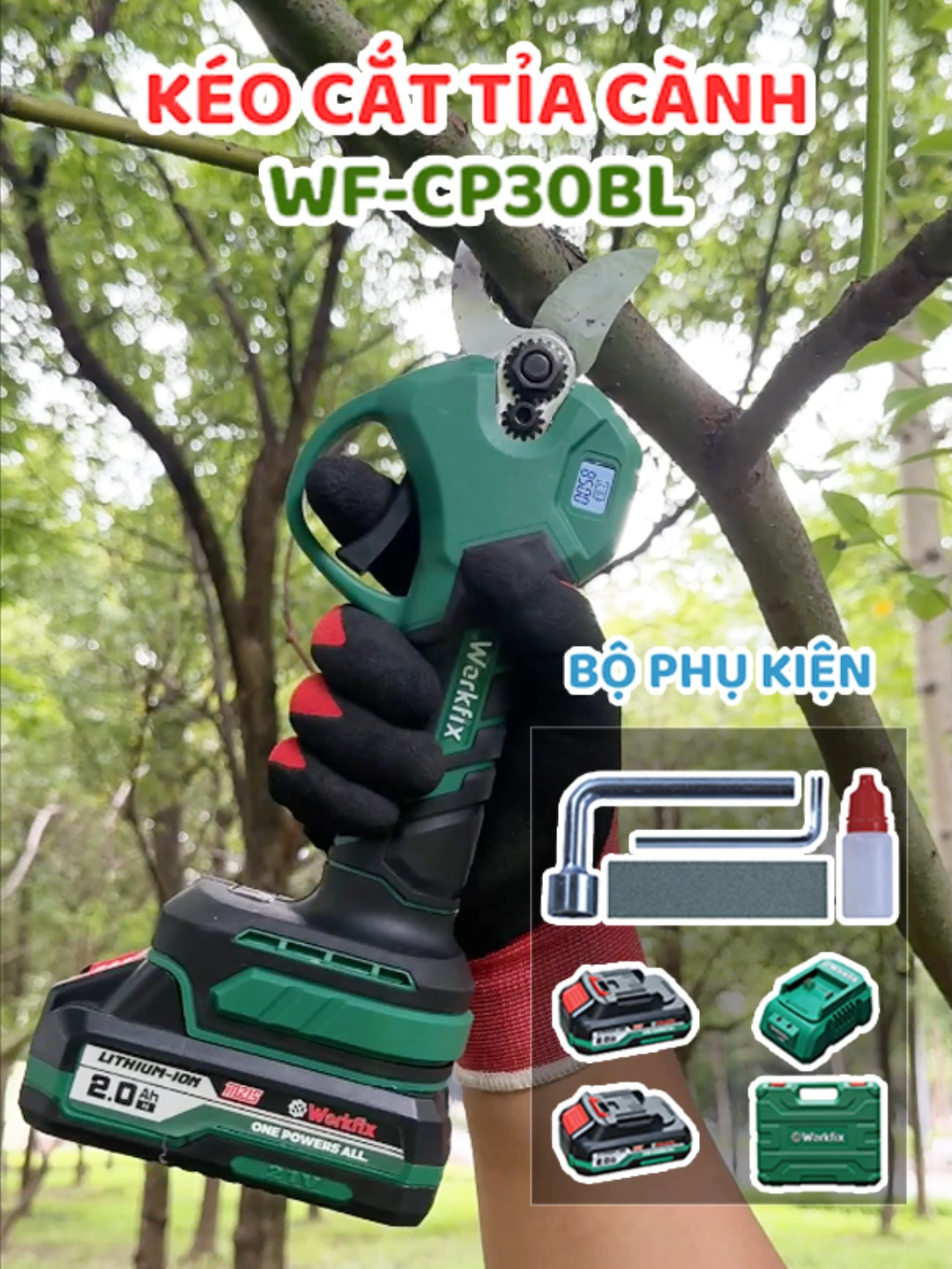 Kéo cắt cành pin Workfix Nhỏ gọn- Tiện lợi #xuhướng #trendiing #keocatcanh #keocatcanhchaypin
