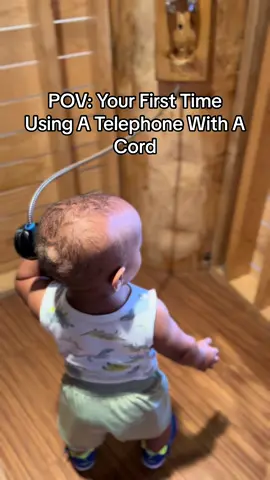 This little boy has been here before- why did he put this to his ear and kept saying hello……. 1 going on 65 at this point. #baby #phone #babytok #toddlersoftiktok 