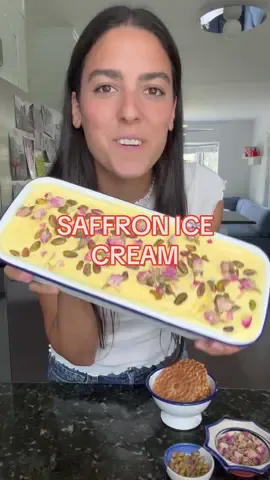 Bastani (Persian saffron and rose water ice cream). 🍨 Full recipe on ny Substack! #icecream #bastani 