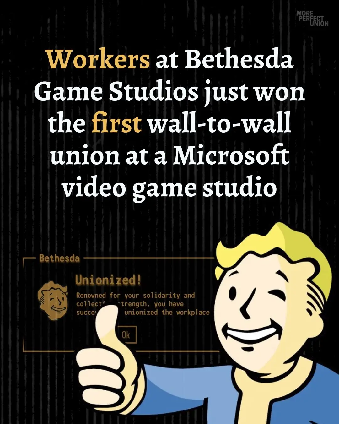 Who knew solidarity was the real S.P.E.C.I.A.L. stat? #labormovement #corporategreed #labor #workersrights #videogames 
