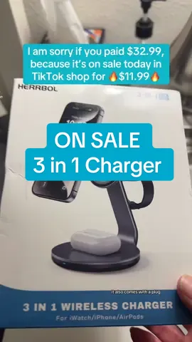Wireless 3 in 1 Charger on 🔥sale today🔥 #wirelesscharger #travelmusthaves #herrbol #3in1charger #chargingstation #iphonecharger #tiktokshopbacktoschool #tiktokmademedoit 