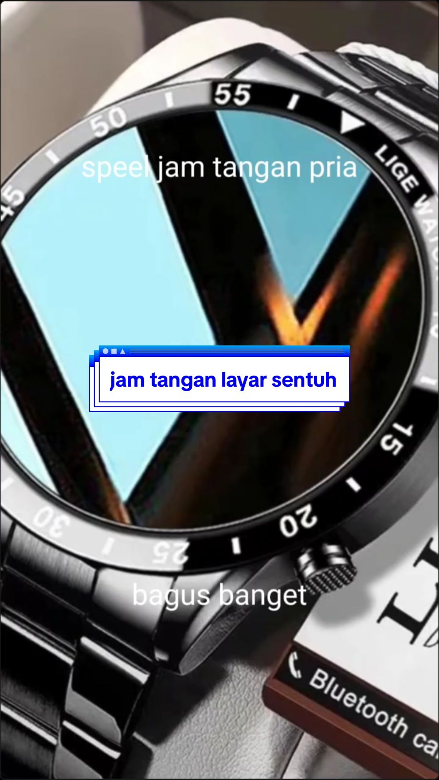 LIGE asli jam tangan pintar pria layar sentuh lingkaran penuh sabuk baja mewah panggilan bluetooth, tahan air  #jamtanganpintar  #fypシ #creatorsearchinsights  #fypシ゚viral 