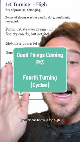 Replying to @Hedda ok this is a little bit of a longer deep dive into the cycles and seasons that were laid out in the Fourth Turning. I hope this helps to illustrate how history repeats and often rhymes.  Everyone needs to watch and understand this. I dont think the book is foolproof and infalliable but i do think its correct in most of their observations.  Hopefully this paints an optimistic view that things will get better but there needa to be a collective movement to get things to be better.  We are not at war with eachother. Its our systems that are corrupt and broken. They need reform. I am so optimistic that we will make that happen.  #fourthturning #optimism #educationaltiktok 