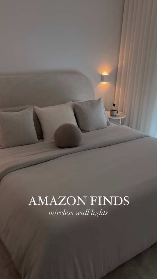 Brightening up my bedroom with these amazing wireless wall lights from Amazon! ✨ No hardwiring needed, just peel and stick with the self-adhesive magnet.  #EasyInstall #amazonfinds #Amazonhomefinds #wallights #HomeDecor 