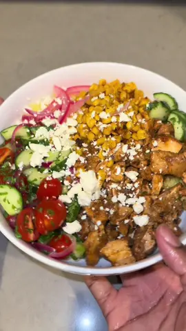 Hi my loves! The Cava BOWL at home recipe is finally ready 😭 Ingredients List  1. Basmati Rice  2. Chicken Thighs  3. Cucumber  4. Tomatoes  5. Red Onion 6. Feta Cheese 7. Canned Corn  8. Dill 9. Greek Yogurt  10. Lemon Basmati Rice Ingredients  1. Wash your rice, add butter to a hot pan and then add in washed rice.  2. Fry for about 3-4 mins  3. Add Turmeric, Cumin, Oregano, Black Pepper  4. Add in your water and 1 spoon of chicken bouillion  For the chicken marinade 1. black pepper 2. garlic powder 3. cayenne pepper 4. paprika 5. cinnamon 6. chicken bouillon 7. cumin 8. red pepper flakes 9. dried parsley (optional) 10. dried cilantro (optional) 11. yogurt 12 lemon squeeze Cucumber/Tomato Salad 1. cucumbers 2. pickled onion 3. tomatoes 4. cilantro 5. lemon juice 6. salt + pepper + sugar Picked onion 1. boil hot water 2. in a bowl add in your thinly sliced onion 3. add hot water to top, vinegar, salt, sugar & COVER FOR 30 mins Tzatziki Sauce  1. Greek Yogurt 2. Fresh Dill 3. Lemon Juice 5. Salt + Black Pepper + Tiny bit of sugar 6. Little bit of milk to make it less thick  Roasted Corn  1. In a pan on medium high heat, add in a spoon of butter 2. Add in your drained corn & let it roast for 7-10 mins.  3. Once is becomes charred, remove from heat.  #cava #cavabowl #cavaathome #ricebowl #chicken #chickenrice 