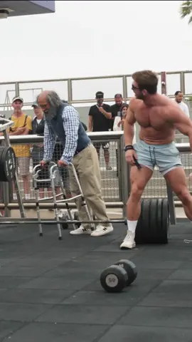 My doctor sad me its good for back 😅  Full version on YouTube “ANATOLY” #anatoly #gym #oldman #prank 