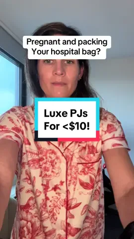 Perfect pajamas for your baby birthing hospital bag!  These luxe PJs are so soft and well made and UNDER $10!!! Button up top is perfect for baby skin to skin or nursing and wont cost you a lot of money. Beautiful for first pics with baby in the hospital! #postpartum #hospitalbag #pajamas #treasurefinds #tiktokshopdeals 