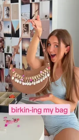 jane birkinify my bag with me (add lots of accessories and charms !!) 🌸💕🎀 #janebirkin #bagcharm #diyproject #fashioninspo 