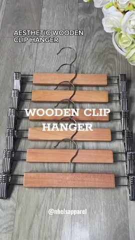 WOODEN CLIP HANGER. GOOD FOR YOUR PANTS #cliphanger #woodencliphanger #TikTokShopFashion #TFashion #fyp 