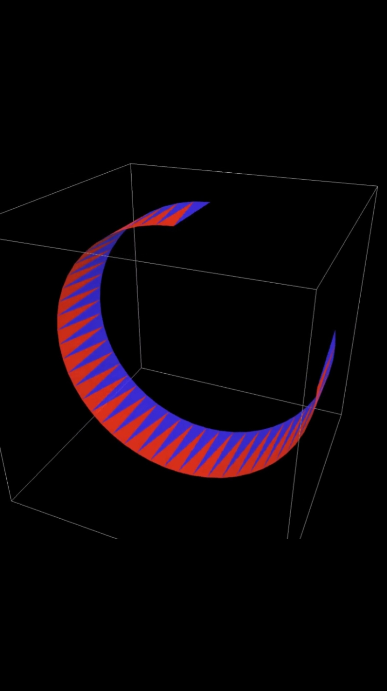 Desmos 3D doesn't yet allow you to create polygons other than triangles, so to construct cylindrical objects as such, creative algorithms are required. This is one example. #desmos3d #desmos #algorithms #algorithmic #math 