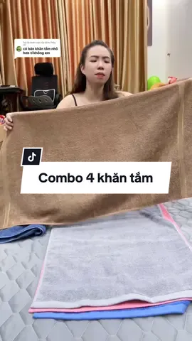 Trả lời @Bích Thủy Lê  Combo 4 khăn tắm kích thước 50x100 #xuhuong #khantam #khantamcotton #huyenhomhinh365 
