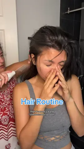 if you need to do a hair routine you need just three things  1. Hot hair oil 2. High frequency wand: it stimulates hair growth, antibacterial, cleans scalp  3. Leave in mask I used @loréal paris usa elvive #creatorsearchinsights #hairoutine #scalpcare 