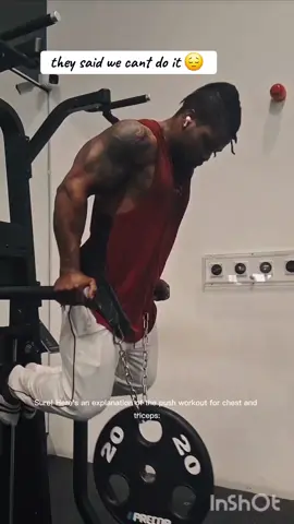 1. Dips: This exercise targets the lower chest and triceps. Use parallel bars, dip down until your elbows are at about 90 degrees, then push back up. This helps build strength and muscle in both the chest and triceps. 2. Prone Triceps Kickbacks: Lie face down on an incline bench with a dumbbell in each hand. Extend your arms back until they are fully straight, then bring them back to a 90-degree angle. This isolates the triceps, focusing on building muscle and definition. 3. **Incline Dumbbell Press**: Lie on an incline bench with a dumbbell in each hand. Press the dumbbells up and together above your chest, then lower them back to the starting position. This targets the upper chest and helps in developing overall chest strength and size. 4. **Cross Cable Triceps Extension**: Stand in the center of a cable machine with handles in each hand, arms extended out to the sides. Bring the handles together by extending your arms fully, focusing on the triceps. This exercise isolates the triceps and helps in building muscle definition. 5. **Barbell Flat Bench Press**: Lie flat on a bench with a barbell. Lower the barbell to your chest, then push it back up until your arms are fully extended. This is a fundamental chest exercise that also engages the triceps. **Reps and Sets**: Perform each exercise for 4 sets of 8 to 15 reps. This rep range is ideal for both muscle growth and strength. Remember to train smart and maintain proper form to avoid injury. Fitness is a lifestyle, so stay consistent and enjoy the process! #workoutmotivation #CapCut #FitTok #fitnessmotivation 