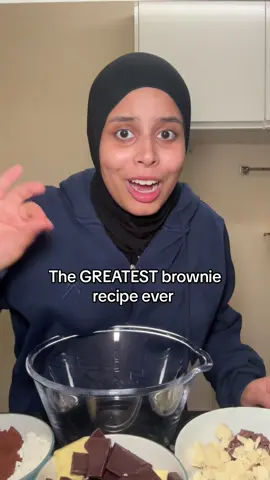 Bake some double chocolate chip brownies with me. These are the BEST brownies you will ever make. So quick and easy aswell.  Measurements:  300g light brown sugar 50g white sugar  215g salted butter 230g dark chocolate 4 eggs 200g plain flour 50g cocoa powder 145g white chocolate pieces 260g milk chocolate pieces 1/2 tsp salt 1tsp vanilla