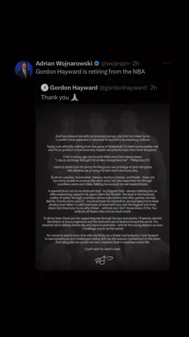 Goodbye Gordon Hayward😢 #NBA #basketball #hoops #gordanhayward #retirement #utahjazz #alexg #fyp #viral   