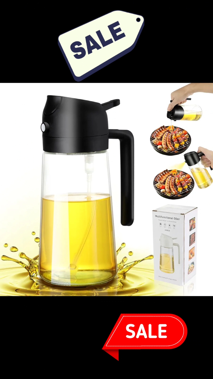 Viral Oil Dispenser bottle in Tiktok shop USA #kitchenusefulproduct #waffle #pourable #sprayable #kitchen #oildispenser #2in1 #tiktokbacktoschool 