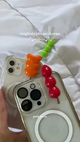 strawberry, tangerine, and grape tanghulu peekies 🍡 we are soo excited to release these!! #peekies #trinkets #tanghulu #charms #phonecharms #collection 