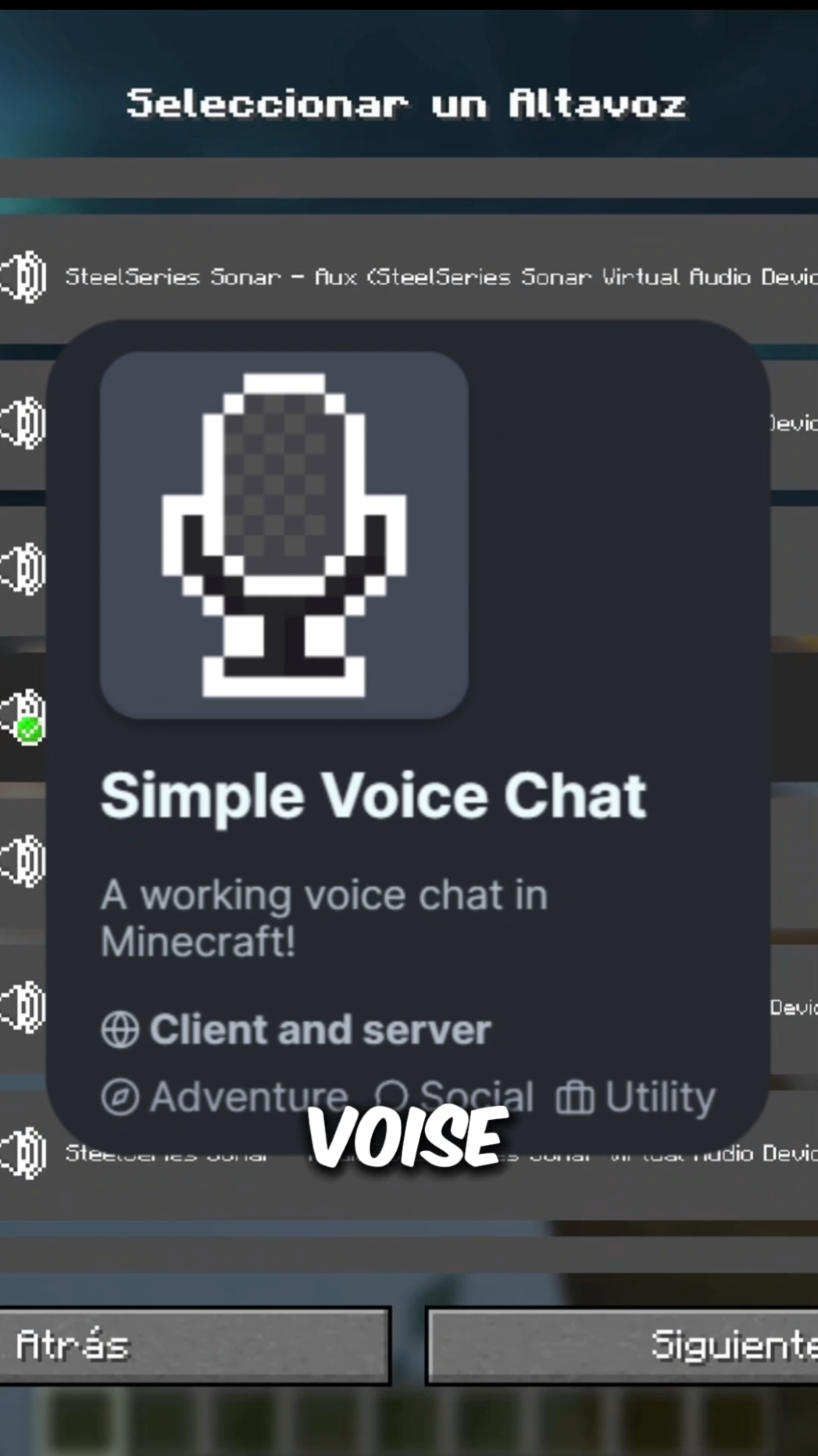 Chat de voz en Minecraft 😱 #Minecraft #mods #textura #shorts #simple #voise #chat 