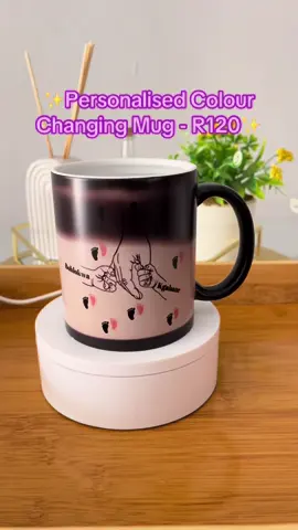 Personalised Colour Changing Magic Mug - R120. Click the link on the bio or WhatsApp 067 753 7461 to place your order. #kelsodigitalstudio #personalisedgifts #giftideas #personalisemug #colourchangingmug #magicmug#customizedmug #sublimation #colourchangingmagicmug #heatactivatedmug #tiktoksouthafrica #southafricansmallbusiness #sublimationtutorials #custom #sublimation 