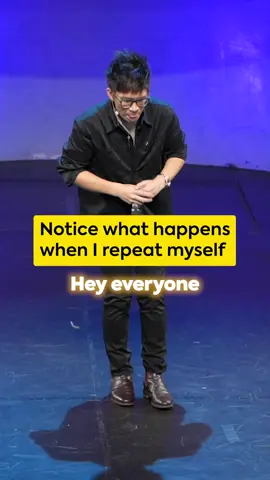 When you repeat yourself, you're telling people that what you just said was important. The key is when you repeat yourself, you need to make sure it sounds different to the first time 😅 It's a subtle behaviour but it just makes sense, otherwise people will think you're a robot 🤖
