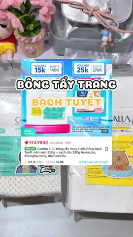 Bông tẩy trang Calla. Chỉ hơn 100 thôi mà đc 6 món lận nè #bongtaytrang #bongtaytrangquocdan #bongtaytrangbachtuyet #calla 