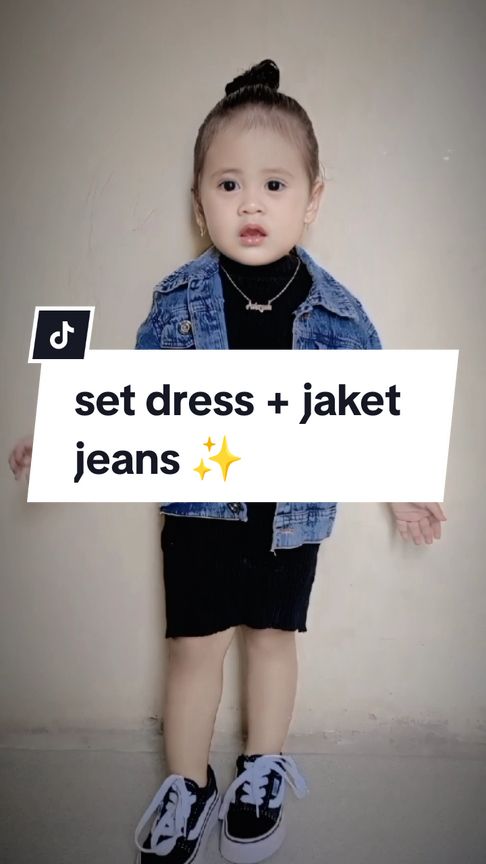 Set dress + jaket jeans secakep itu 😍🔥  #masyaallahtabarakkallah #bayigemes #bayilucu #outfitanak #ootdanak #ootdanakperempuan #outfitanakcewek #onesetanakperempuan #OOTD #ootdsimpel #fypシ゚viral #fyp #soundviral #masukberanda #trendingnow #ekspresikandengancapcut  #CapCut 
