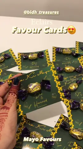 Eclairs Mayo Favours😍 Customized yours now @bidh_treasures  #explore #trending #motivation #happiness #reels #viral #trendingreels #viralreels #instagram #shadi #shadiseason #mayo #mehendi #favours #chocolate #éclairs #follow #fypシ゚viral #tiktok 
