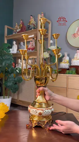 Đèn thờ liên hoa 9 bông cao 75cm 🪷🪷🪷 #tuengachepkinh #dentho #phatphapnhiemmau 