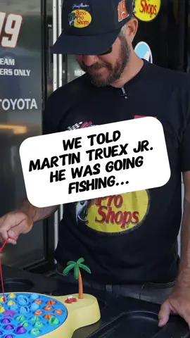 We told Martin Truex Jr. he was going fishing…#TeamToyota #NASCAR #Fishing #KidsToys #Toys 