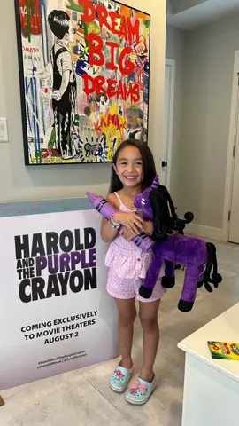 Thank you @Sony Pictures Penelope loves her new purple friend!  Harold & the Purple Crayon is in theatres now #familymovie #haroldandthepurplecrayon #thingstodowithkids #fypシ゚viral 