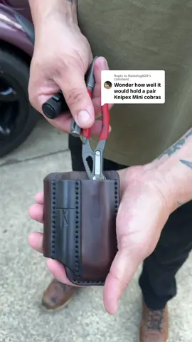 Replying to @Natedog828 our Standard sheaths or clips fit the Knipex 87 01 125  You can shop all options at www.taleofknives.com  All gear is handmade in Oregon, USA by artisan craftsman 🇺🇸  #knipex #pliers #tool #tools #belt #belts #oregon #maintenance #technician  