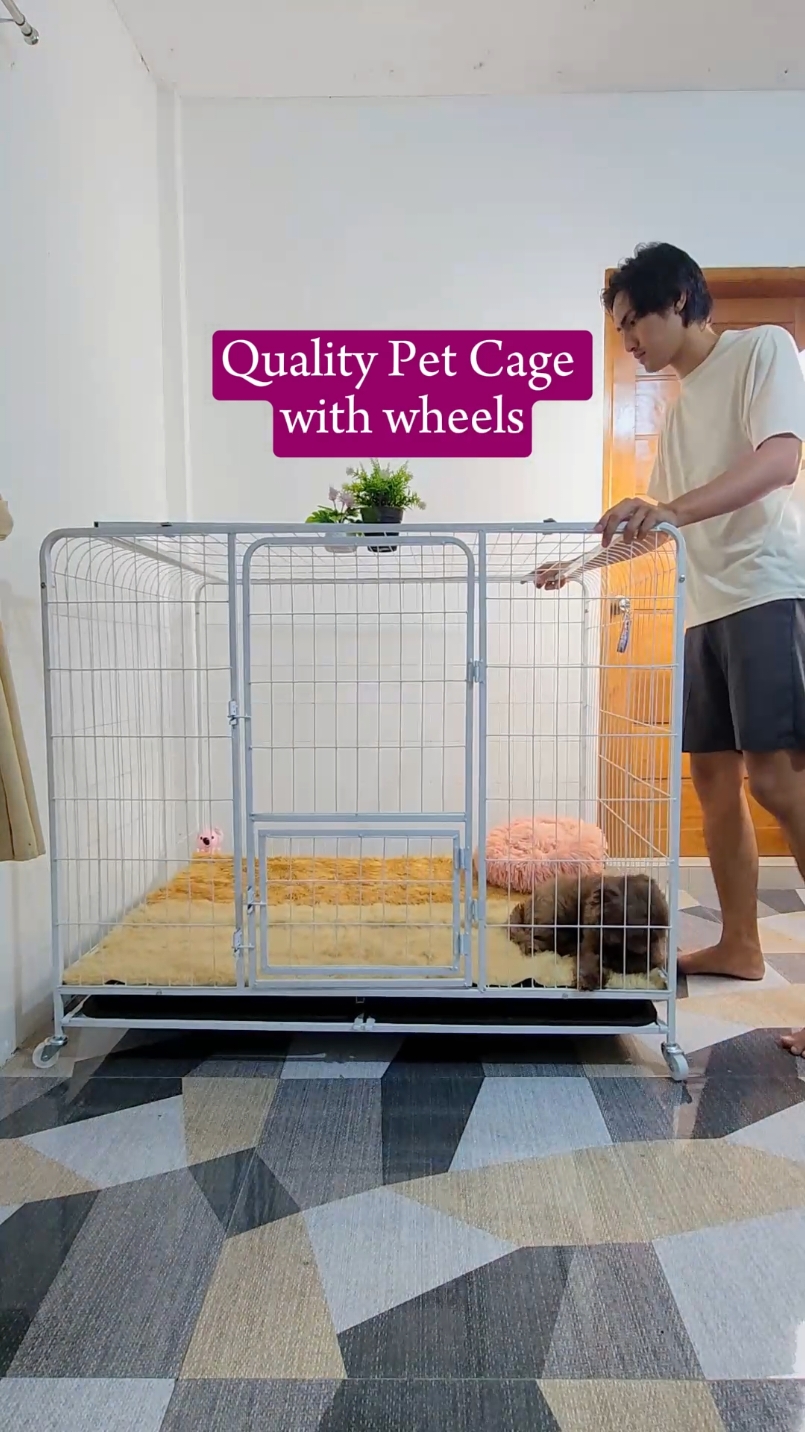 Quality Pet Cage Heavy Duty with wheels and potty tray. Sobrang ganda. #petcrate #petcage #dogcage #pet #dog #petcagesetup 
