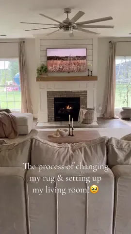 The process of changing my rug and setting up my living room. 😍 Y’all seemed to like watching me set up my bedroom, so here is a living room version. 🥹 I got a new rug and table for this room and IM IN LOVE! They really made a big difference in here. The rug feels so warm and cozy and the table just completes the new look. Lol Can y’all believe I found that table on Amazon! It gives off “organic modern” vibes and I’m obsessed lol..  #LTKhome #cozyhome #organicmoderndecor #homeinspo #decoronabudget #livingroomdecor #livingroom #livingroomfurniture #livingroomideas  #homedecor #coffeetable #neutralhome  #homedesign #amazonhome #amazonhomedecor 