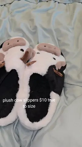 they're so dang cute 🐄 🐮  #slippers #cow #cowslippers #tiktokshopbacktoschool  #cute #adorable #soft 