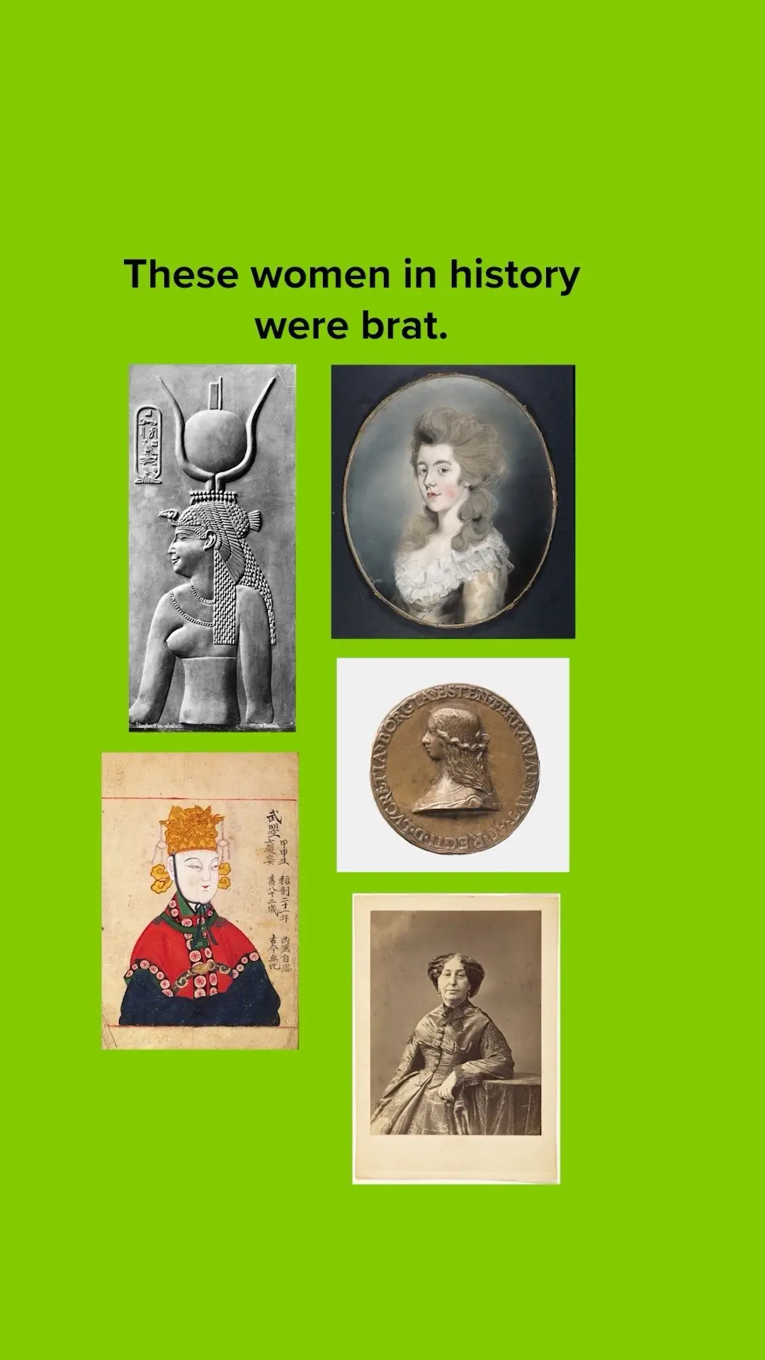 Brat Girl Summer? More like #BratGeoSummer 💚 We looked back at historic women throughout history that were brat. From Cleopatra VII to Lucrezia Borgia, they made their mark by defying norms and setting their own rules, but were often vilified for refusing to conform. Learn more at the 🔗 in bio.