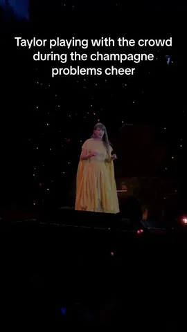 This was the cutest thing 😭😭😭. I hope she keeps doing it!!! The champagne problems cheer is always so fun!  #swiftie #swifties #swifttok #taylurking #TSTheErasTour #erastour #theerastour #champagneproblems #evermore 