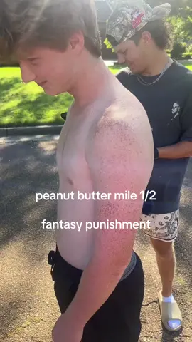 This might me one of the more cruel punishments 🫣 (Via @Hudson) #fantasyfootball #peanutbutter #Running #runclub 