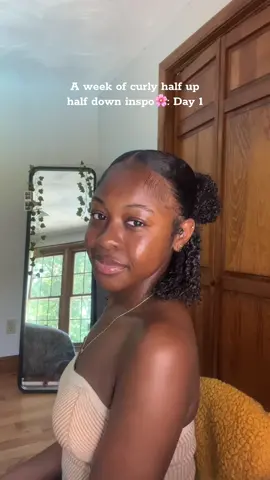 (1/5)  A week of curly half up half down hairstyles 🤍 #trending #hairstyle #curlyhair #curls #blackgirl 