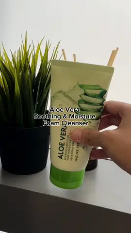 Aloe Vera Soothing Moisture Foam Cleanser 💚  #naturerepublic #skincaretips #thankyoutiktok #aloeveracleanser #fyp 