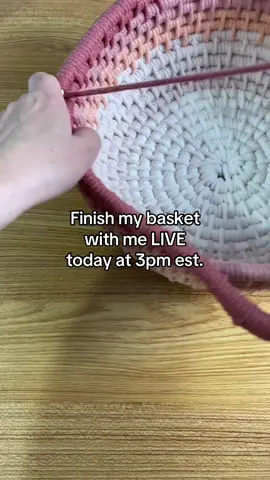 Finally finishing my basket today! Join me live at 3pm est.  #Basketcoiling #basketweaving #basketweave #coiledbasket #coilbasket #coiledtray #basketry #basketryart #basketmaking #basketmaker #makers #makersgonnamake #makersmovement #makersofinstagram #macramé #macramecommunity #baskets 