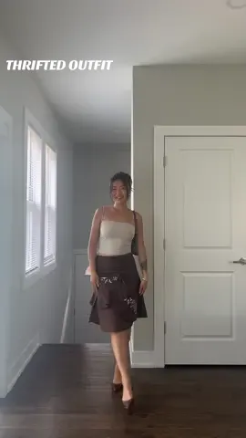 EBay skirt making its’ first appearance 🥰 Everything thrifted, except the cami | Thrifted Outfit | Summer Fashion - #thriftedoutfits #thriftedfashion #summerstyle #SummerFashion #outfitideas #outfit #summeroutfit 